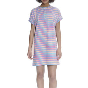 A.P.C. Women's Ipanema Dress T-shirt multi color textured stripe cotton XL